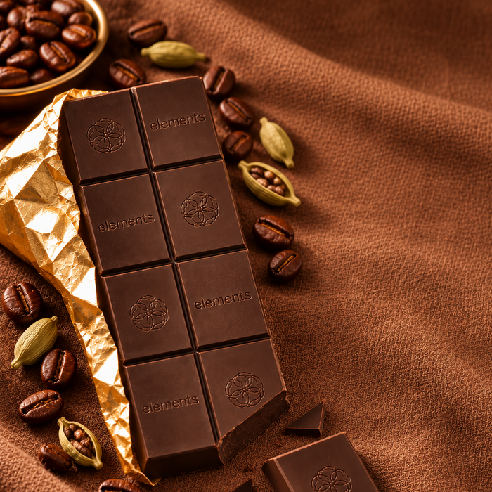 Coffee with Cardamom bar with coffee beans and cardamom